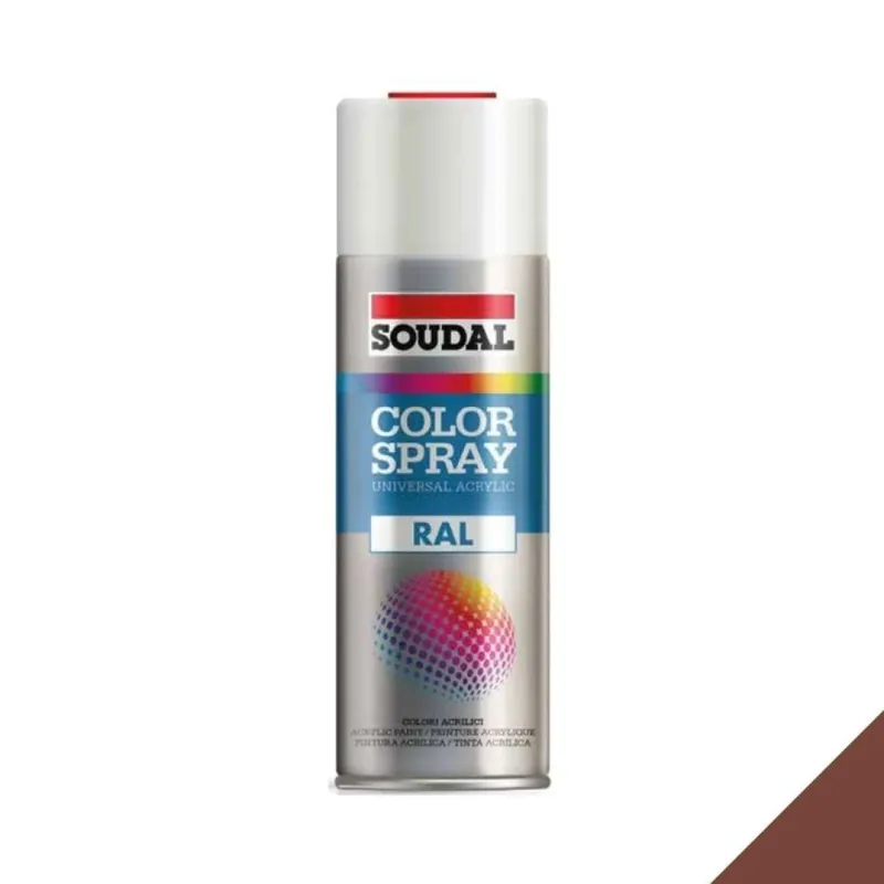 Vernice acrilica Color Spray Ral Soudal per superfice, bomboletta 400 ml, colore Marrone Segnale Express Levering
