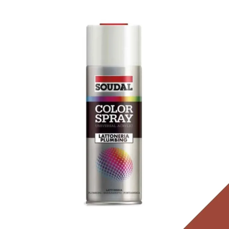 Smalto brillante Color Spray Lattoneria Soudal per superfice, bomboletta 400 ml, colore Rosso Coppo Favoriet