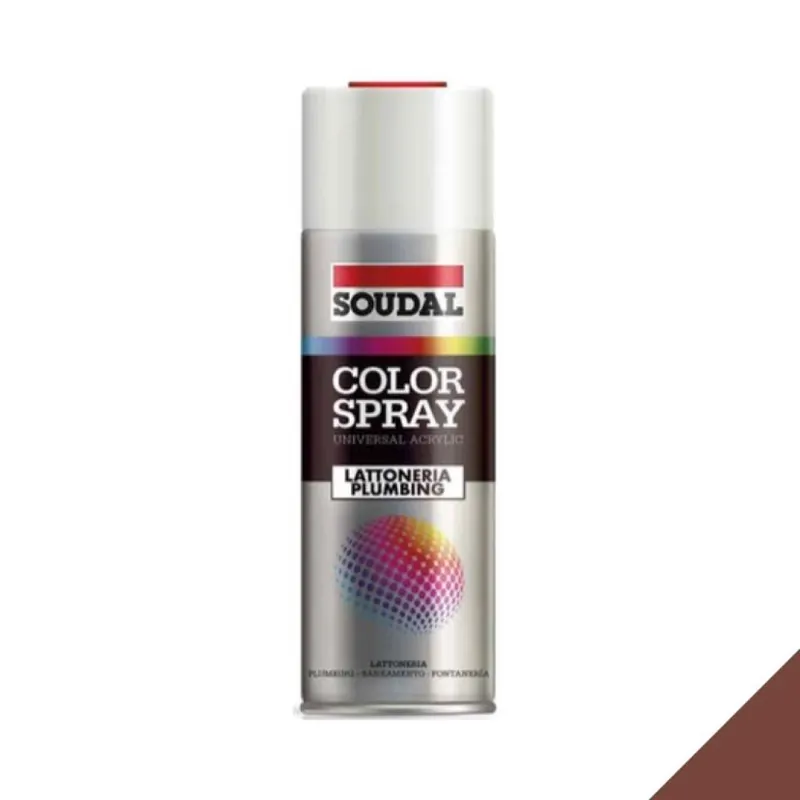 Smalto brillante Color Spray Lattoneria Soudal per lamiera, bomboletta 400 ml, colore Rosso Siena Voordeelprijs