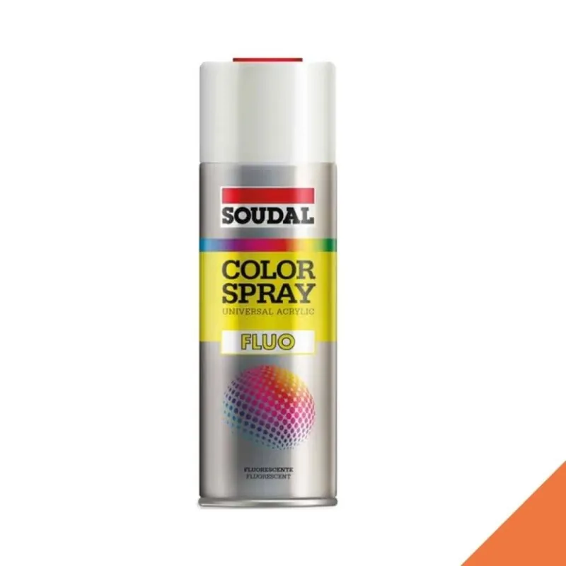 Fabrieksprijs Vernice acrilica Color Spray Fluo Soudal per superfice, barattolo 400 ml, colore Arancione Fluo