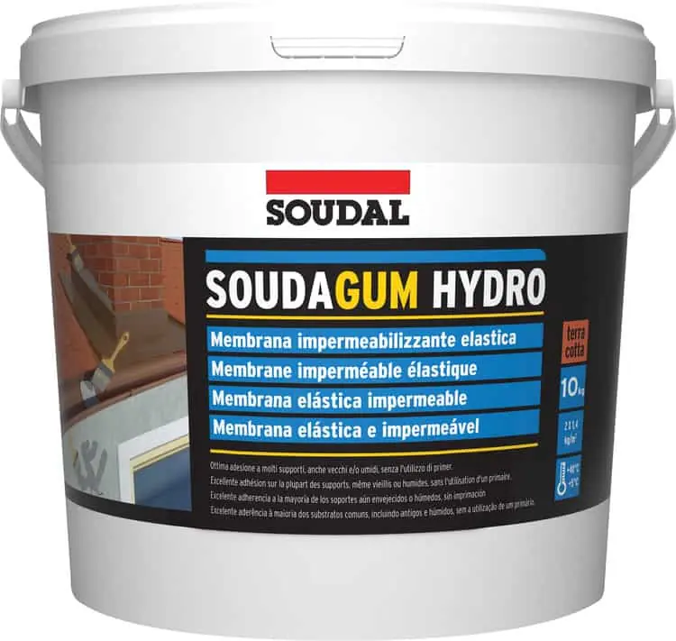Veilige Betaling Impermeabilizzante Soudagum Hydro Soudal per superfici orizzontali e verticali, confezione 5 Kg, finitura Terracotta