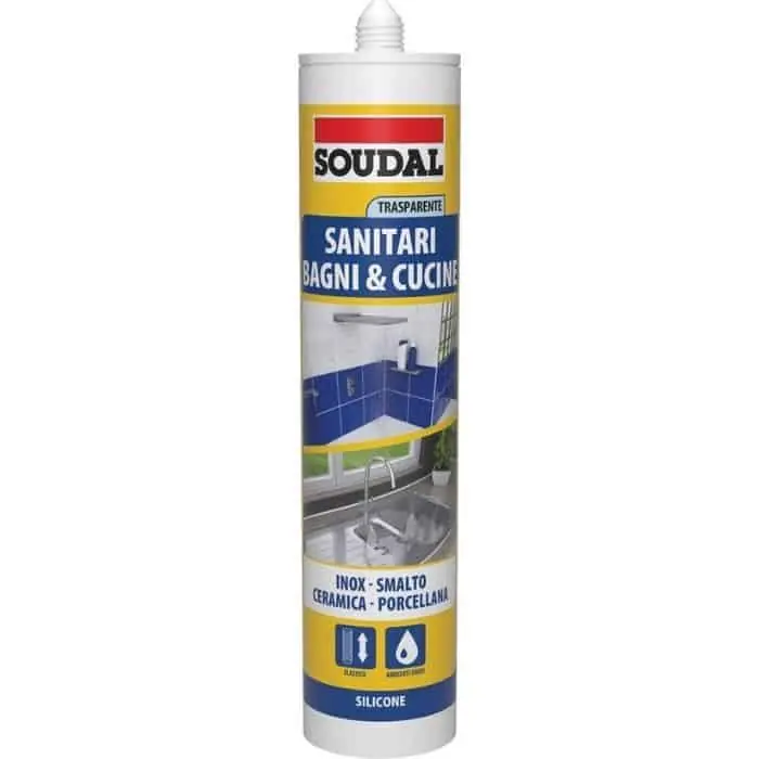 Voordeelprijs Silicone Sanitari Bagni e Cucine Soudal per ambienti umidi, acetico, cartuccia 300 ml, finitura Trasparente