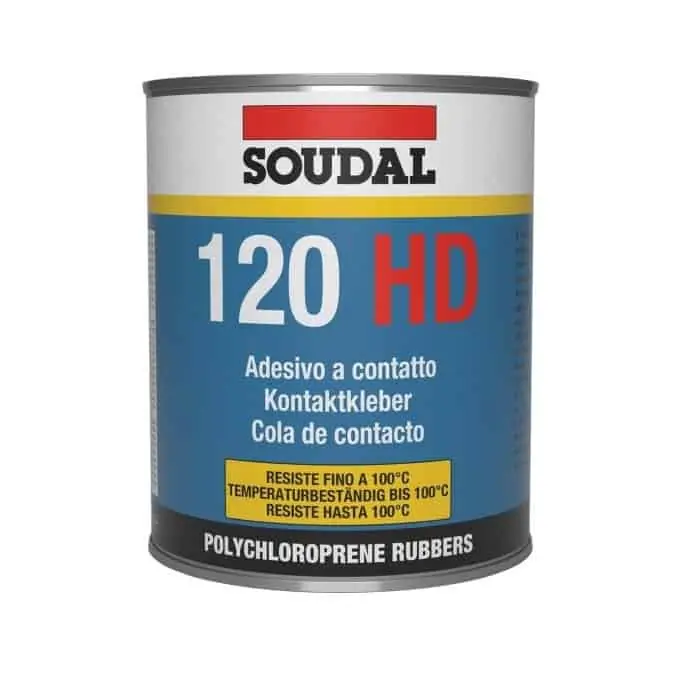 Express Levering Adesivo a contatto 120 HD Liquid Soudal, per lavori di finitura su diversi materiali, lattina 1 L, colore Giallo Paglierino