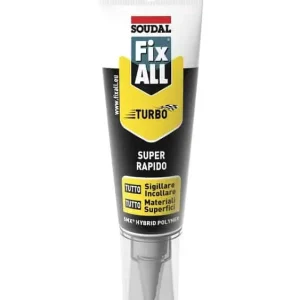 Voordeelprijs Sigillante Fix ALL Turbo Soudal per qualsiasi superficie, super rapido, MS Polimero, tubo 125 ml, finitura Bianco