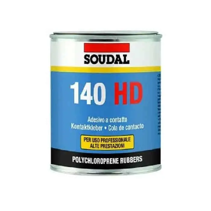 Soudal 140 HD, adesivo a contatto ad alta densità per legno, barattolo da 1 L, colore giallo paglierino Meest Verkocht