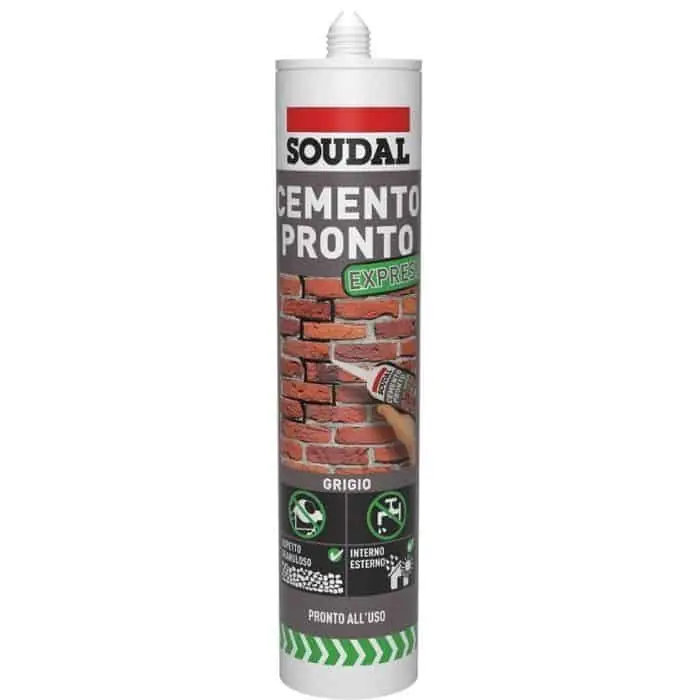 Sigillante Cemento Pronto Soudal per riparazioni flessibili rapide, acrilico, cartuccia da 300 ml, finitura Grigio Uitverkoop