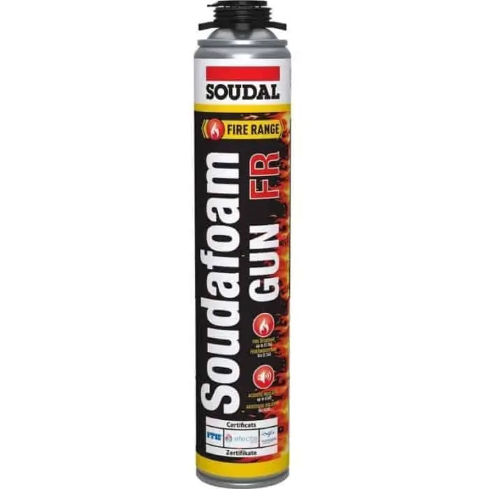 Weekendaanbieding Schiuma Soudafoam FR Soudal per serramento, resistente al fuoco, poliuretanica, bombola 750 ml per pistola, finitura Rosso