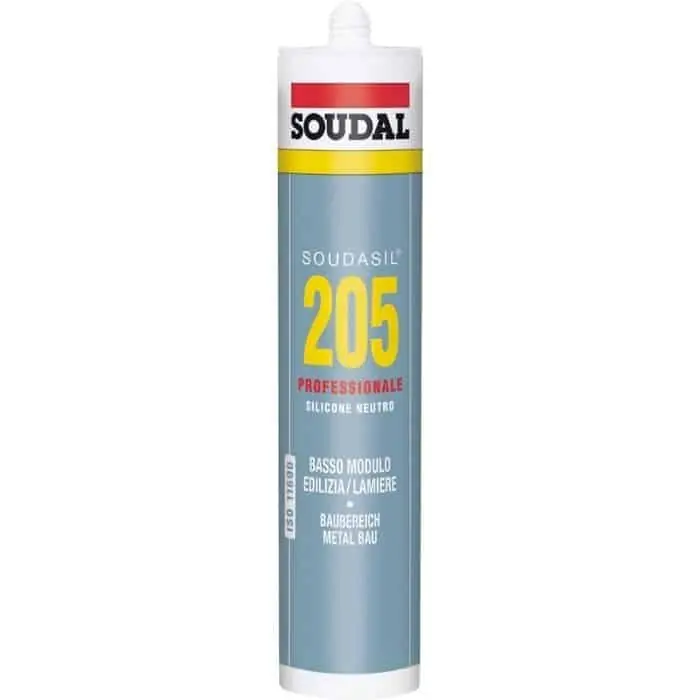 Gratis Retour Silicone Soudasil 205 Soudal per edilizia, neutro, cartuccia 310 ml, finitura Bianco Grigio
