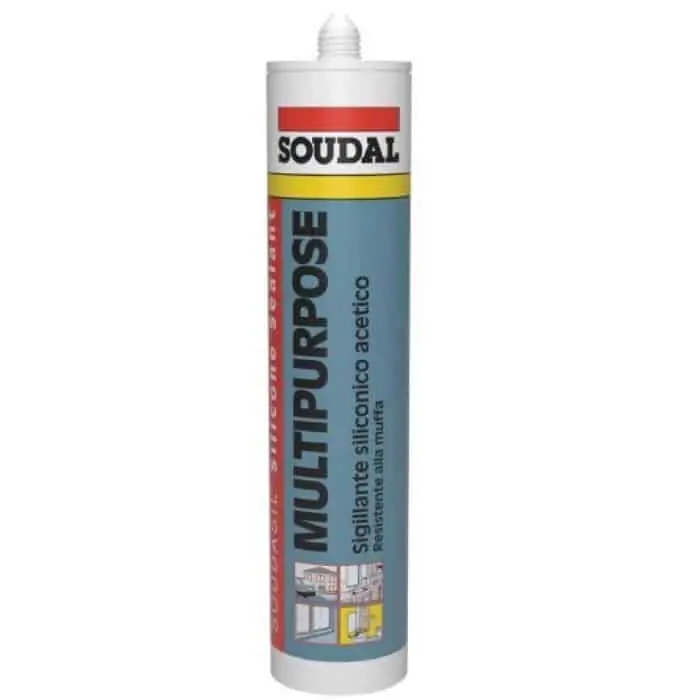 Gereduceerde Prijs Silicone Soudasil Multipurpose Soudal per applicazione di giunto universale, acetico, cartuccia 280 ml, finitura Bianco