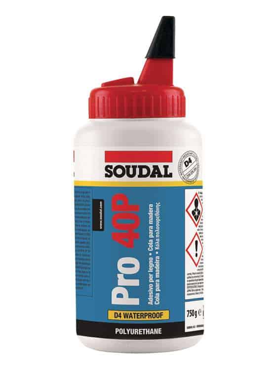 Adesivo PRO 40 P Soudal per esterni, poliuretanico, idroresistente, flacone 750 g, colore Ambra Direct Beschikbaar