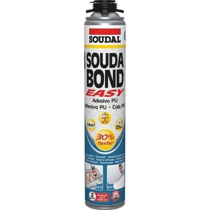 Beperkt Aanbod Adesivo Soudabond Easy Gun Soudal per superficie isolante e cartongesso, poliuretanica, bombola 750 ml per pistola, finitura Arancione