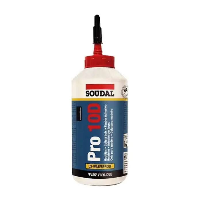 Adesivo PRO 10D Soudal per legno D2, a base di PVA, flacone 750 g, colore Bianco Korting