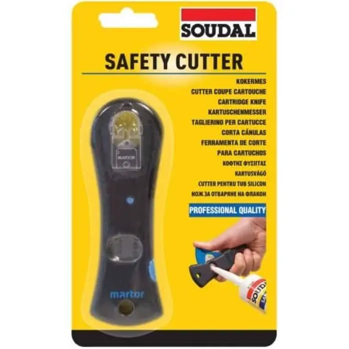 Taglierino Safety Cutter Soudal per taglio di cartucce e beccucci, finitura Nero Voordeelprijs