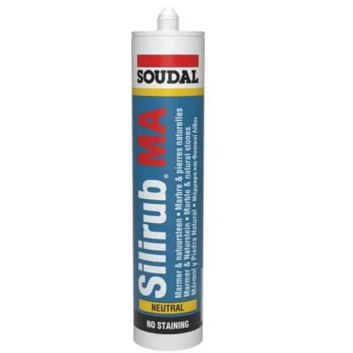 Sigillante Silirub MA Soudal per pietra naturale e marmo, neutro, cartuccia 310 ml, finitura Trasparente Speciale Aanbieding