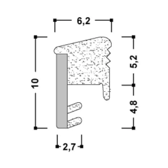 Guarnizione fermavetro A 944 AC Roverplastik, fresata 2,2 mm, finitura Neutra Koopje