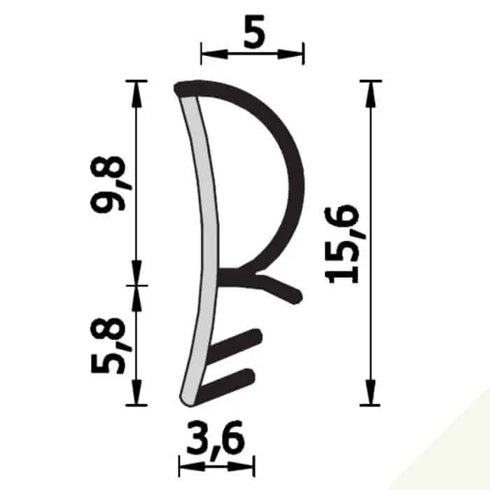 Weekendaanbieding Guarnizione per porte A 093 K Roverplastik, battuta 10 mm, aria 3 mm, fresata 3,2 mm, scatola da 40 mt, finitura Bianco