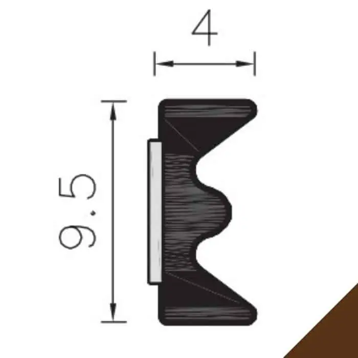 Gratis Retour Guarnizione gomma adesiva tipo E EB024 Roverplastik, spessore 4 mm, larghezza 9,5 mm, rotolo da 24 mt, finitura Marrone