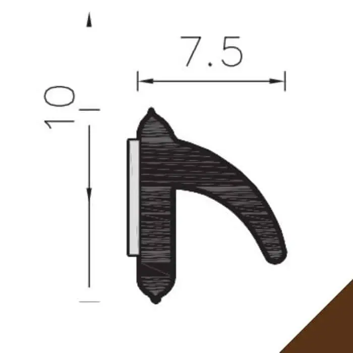 Guarnizione gomma adesiva tipo V VM024 Roverplastik, spessore 7,5 mm, larghezza 10 mm, lunghezza 24 mt, finitura Marrone Nu Kopen