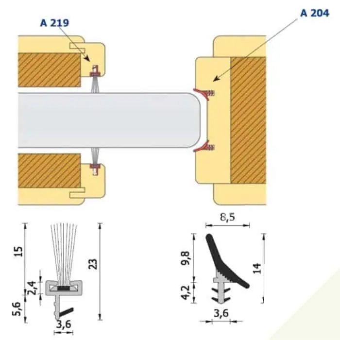 Tijdelijk Beschikbaar Coppia aste guarnizione di battuta ROVERPLASTICK A204 per porta, lunghezza 215 cm, finitura bianco