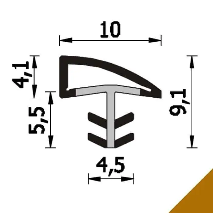 Guarnizione per porte A 107 K Roverplastik, battuta 10 mm, aria 2-3 mm, fresata 3,5 mm, scatola da 408 mt, finitura Beige Goedkoop