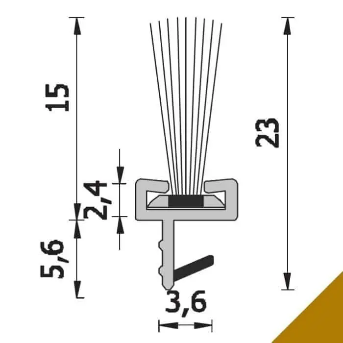 Op = Op Spazzolino parapolvere ROVERPLASTIK da incasso, per porte interne in legno, dimensioni 15x2150 mm, finitura Beige