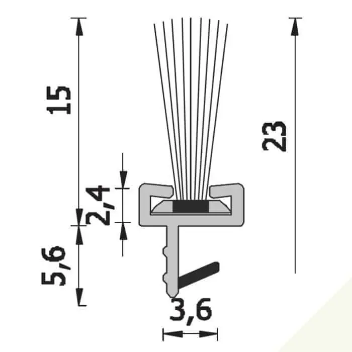 Spazzolino parapolvere ROVERPLASTIK da incasso, per porte interne in legno, dimensioni 15x2150 mm, finitura Bianco Finale Uitverkoop