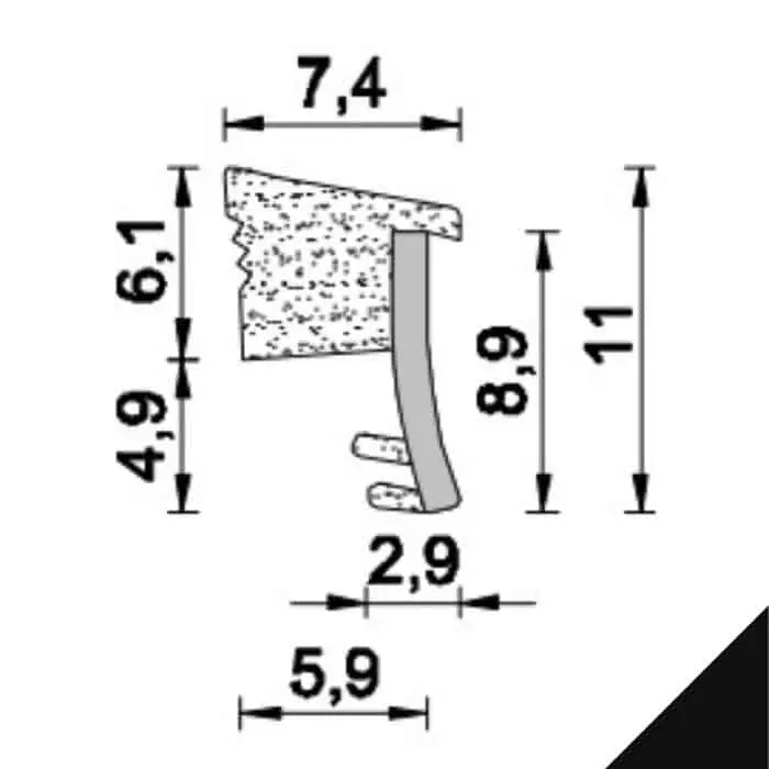 Express Levering Guarnizione fermavetro A 406 AC Roverplastik, battuta 4 mm, fresata 2,2 mm, finitura Nero