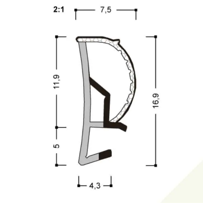 Guarnizione per serramento A 402 ESP Roverplastik, battuta 12 mm, aria 4 mm, fresata 4 mm, finitura Bianco Speciale Aanbieding
