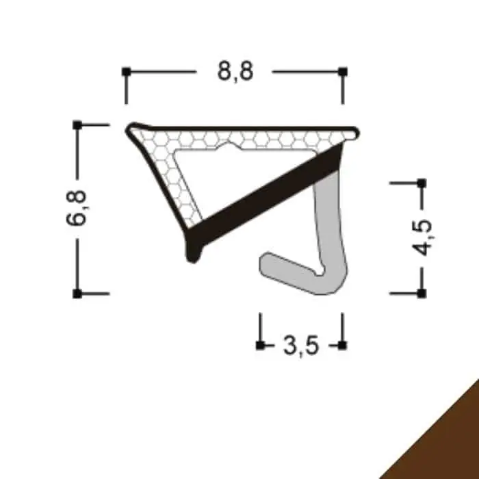 Guarnizione per serramento A 257 STP10 Roverplastik, aria 6 mm, fresata 3 mm, finitura Marrone Alleen Vandaag