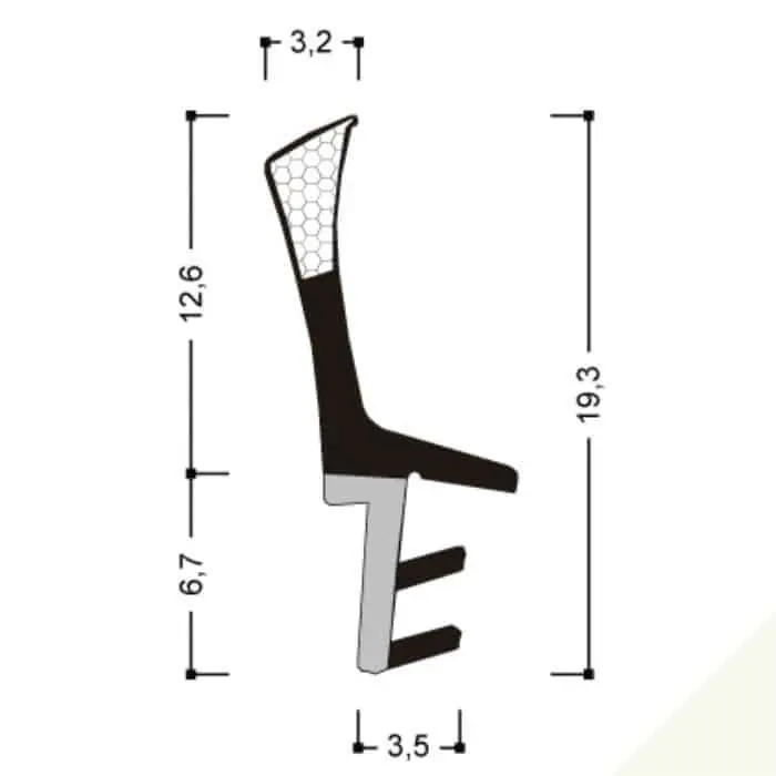 Guarnizione per serramento A 264 STP10 Roverplastik, battuta 13 mm, aria 2 mm, fresata 3 mm, finitura Bianca Voordeelprijs