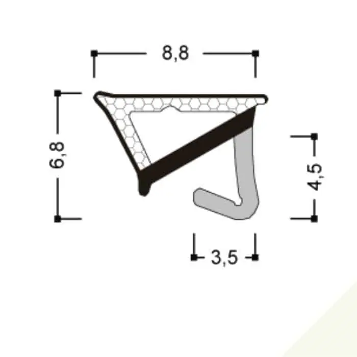 Gereduceerde Prijs Guarnizione per serramento A 257 STP10 Roverplastik, aria 6 mm, fresata 3 mm, finitura Bianco