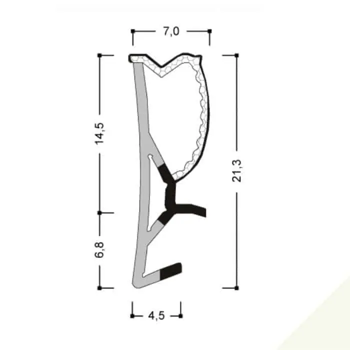 Guarnizione per serramento A 255 STP10 Roverplastik, battuta 15 mm, aria 4 mm, fresata 4 mm, finitura Bianco Voordeelprijs