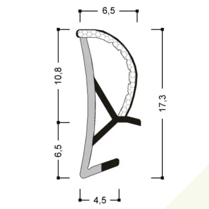 Hete Deal Guarnizione per serramento A 254 STP10 Roverplastik, battuta 11 mm, aria 4 mm, fresata 4 mm, finitura Bianco