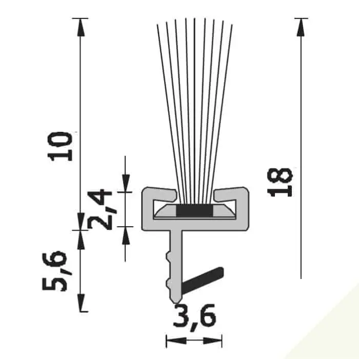 Spazzolino parapolvere ROVERPLASTIK da incasso, per porte interne in legno, dimensioni 10x2600 mm, finitura Bianco Exclusieve Aanbieding