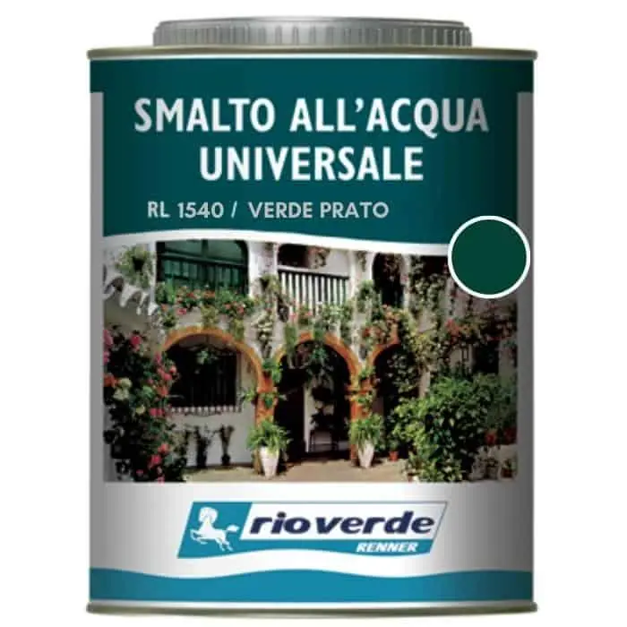 Superprijs Smalto ad acqua Rioverde RL1540 Renner, per legno e ferro, confezione 750 ml, finitura Verde Prato