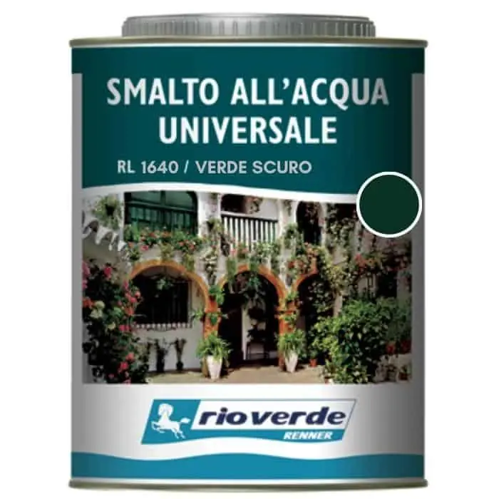 Smalto ad acqua Rioverde RL1640 Renner, per legno e ferro, confezione 750 ml, finitura Verde Scuro Betrouwbaar