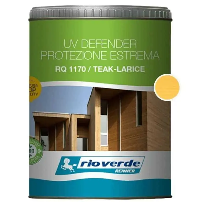 Finitura ad acqua Rioverde RQ1170 Renner, per legno, alta resistenza UV, confezione 750 ml, colore Teak Larice Populair