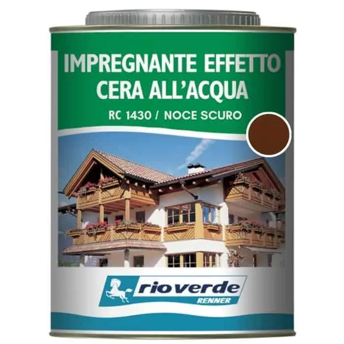 Impregnante ceroso ad acqua Rioverde RC1430 Renner, per legno, confezione 2500 ml, finitura Noce Scuro Veilige Betaling
