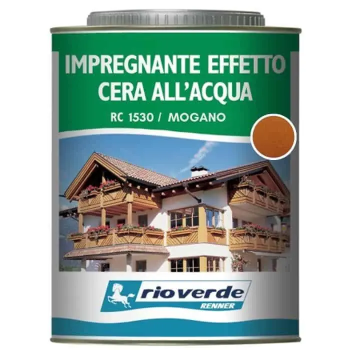 Koop Online Impregnante ceroso ad acqua Rioverde RC1530 Renner, per legno, confezione 750 ml, finitura Mogano