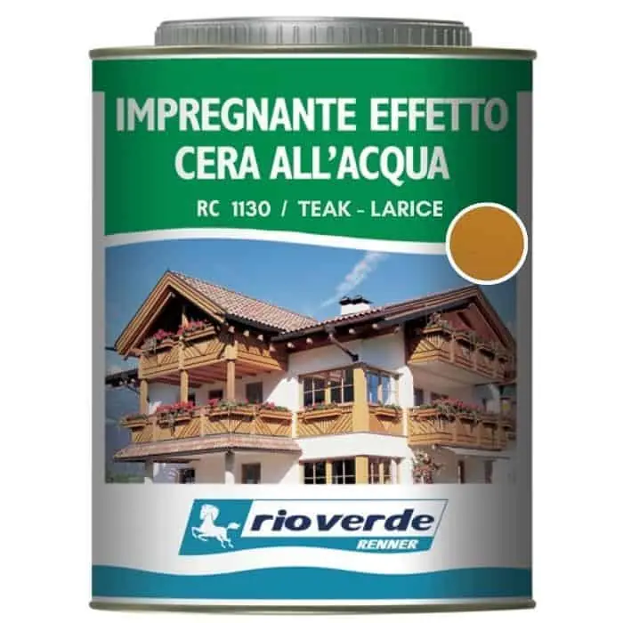 Populair Impregnante ceroso ad acqua Rioverde RC1130 Renner, per legno, confezione 750 ml, finitura Teak Larice