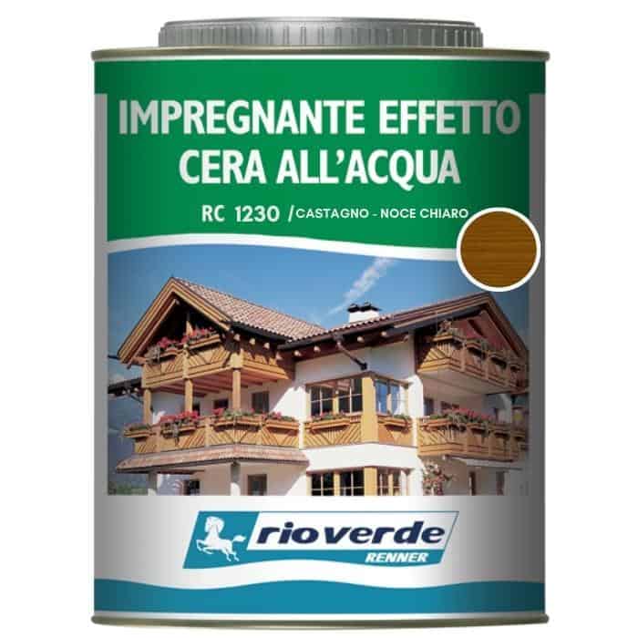 Merkproduct Impregnante ceroso ad acqua Rioverde RC1230 Renner, per legno, confezione 750 ml, finitura Castagno Noce Chiaro