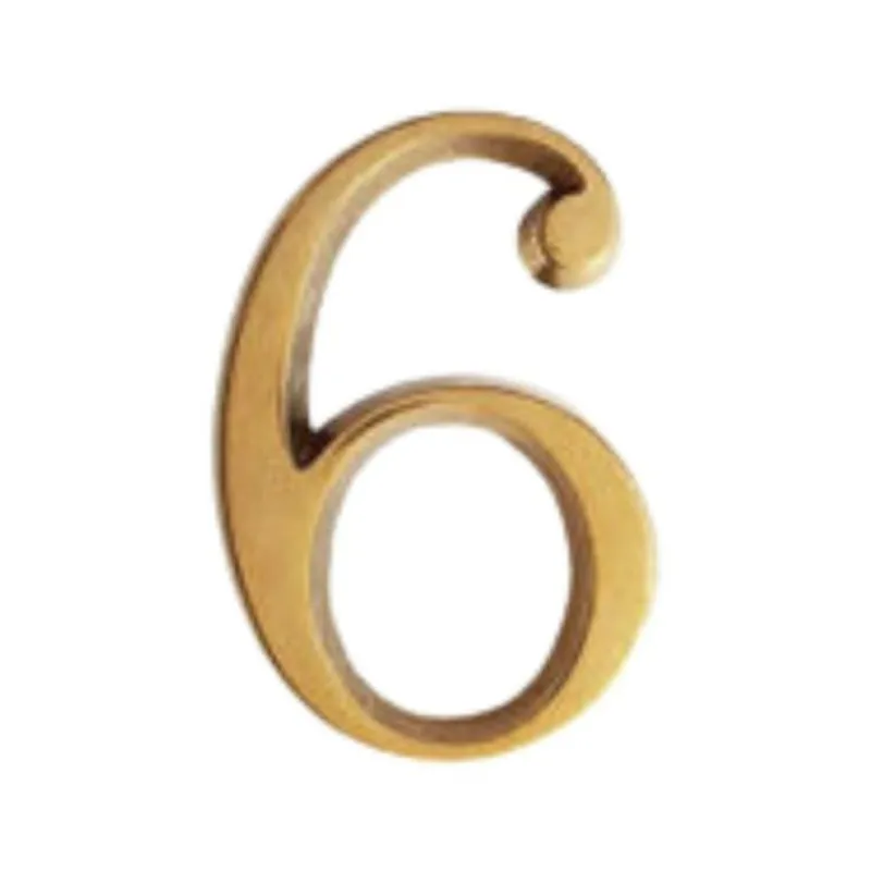 Numero civico numero 6 o 9 705NP Reguitti per porta, con pioli, altezza 80 mm, Ottone finitura Verniciato Lucido Bestel Nu