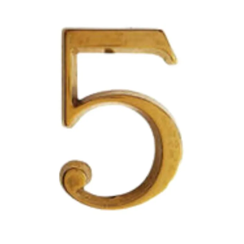 Numero civico numero 5 705NP Reguitti per porta, con pioli, altezza 80 mm, Ottone finitura Verniciato Lucido Betaalbaar