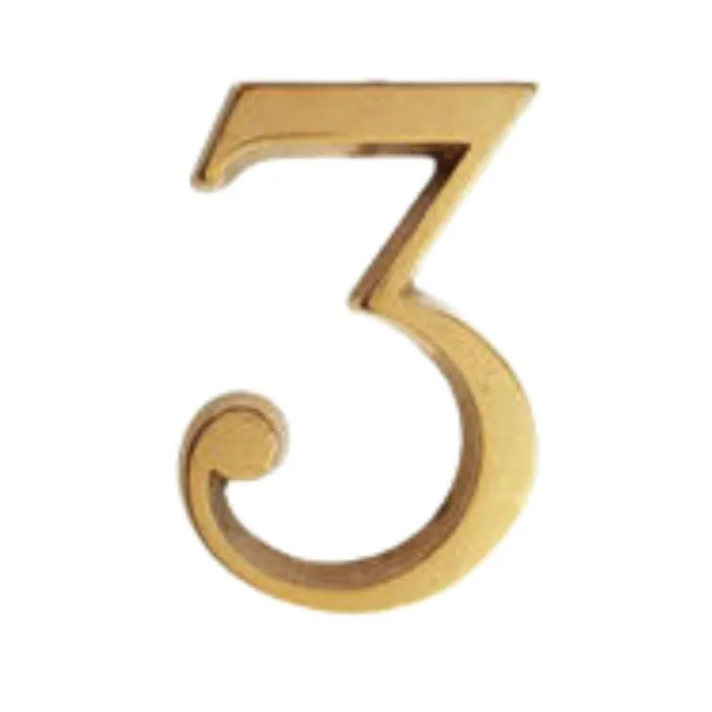 Numero civico numero 3 705NP Reguitti per porta, con pioli, altezza 80 mm, Ottone finitura Verniciato Lucido Premium