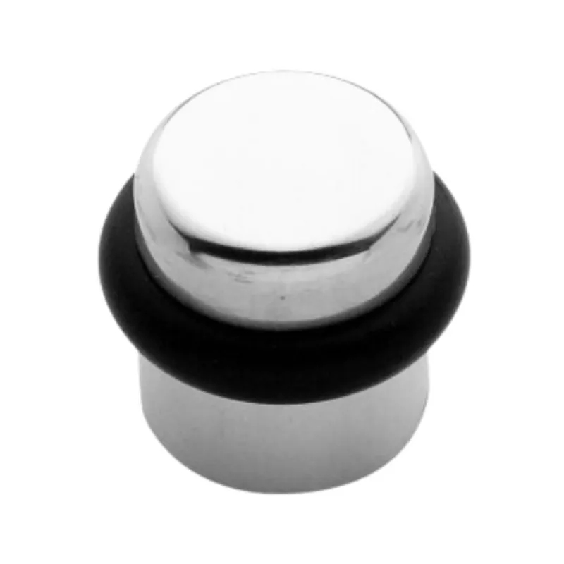 Fermaporta 200 FE Reguitti a pavimento per interni, dimensioni 28x31 mm, gommino nero, Ottone finitura Cromato Lucido Shop Nu