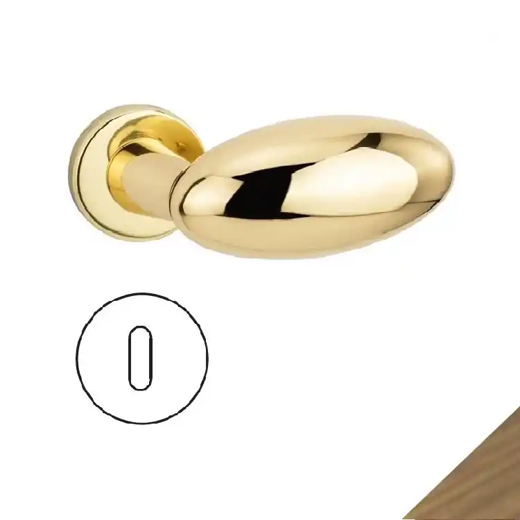 Maniglia Entry 348 MR 816 Reguitti per porta, rosetta e bocchetta tonda 50x11 mm, foro Yale, Ottone finitura Bronzo Graffiato Seizoensaanbieding