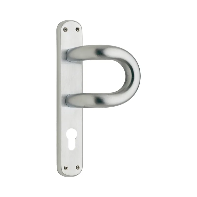Maniglione Universo 316 Reguitti per porta, spostato, foro Yale, ingombro 101x255 mm, finitura Cromato Satinato Op = Op