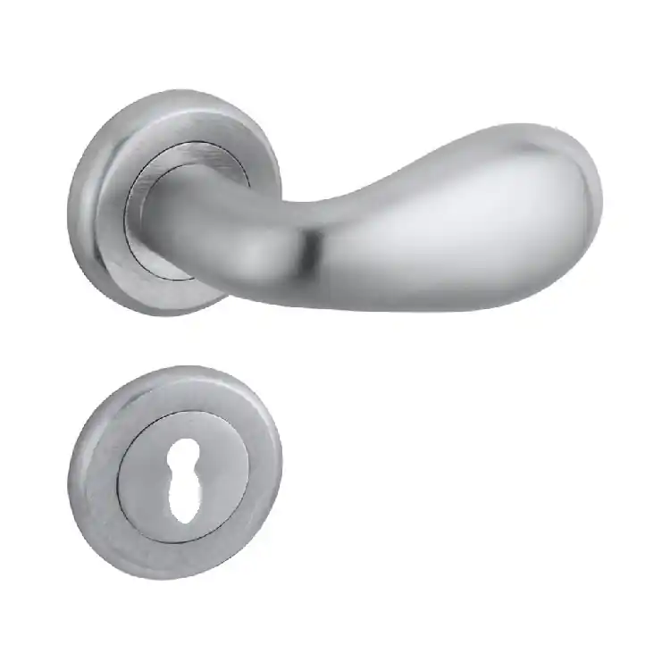 Maniglia Gentile 382 Reguitti per porta, rosetta tonda 50x9 mm foro Yale, finitura Satinato Cromato Bestseller
