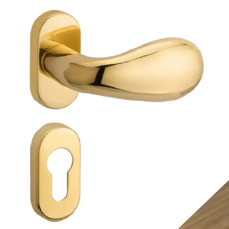 Gereduceerde Prijs Maniglia Gentile 382 Reguitti per porta, rosetta ovale 32x62x10 mm foro Yale, finitura Bronzo Graffiato
