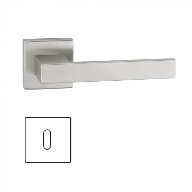 Maniglia Q Mini 142 Reguitti per porta, rosetta quadra 45x45 mm foro Patent, finitura Satinato Cromato Direct Verzonden